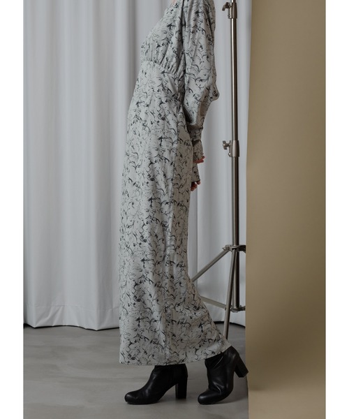 「Adoon plain」 長袖ワンピース MEDIUM ライトグレー レディース_画像9