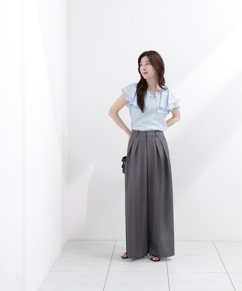 a/mie ワイドパンツ パンツ 「青島心さん着用」「a」エアリーワイド