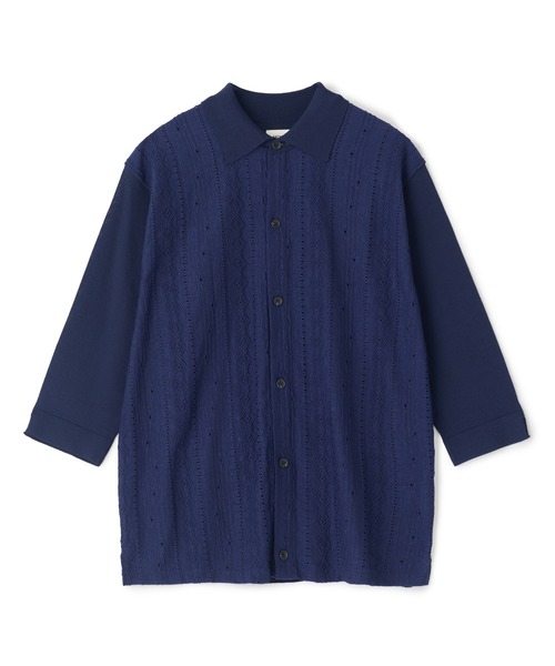 tシャツ トリコットジャカード 冷感七分袖サマーニット メンズの画像