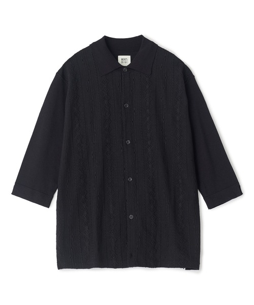 tシャツ トリコットジャカード 冷感七分袖サマーニット メンズの画像