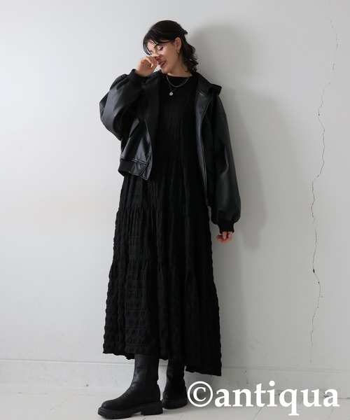 「antiqua」 長袖ワンピース P グリーン レディース_画像6