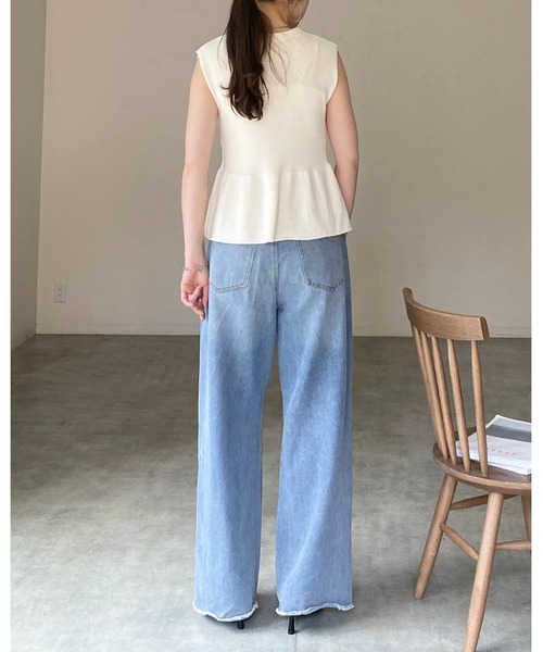 She's Closet ベスト ジレ ノースリーブ Vネック 前ボタン ペプラム