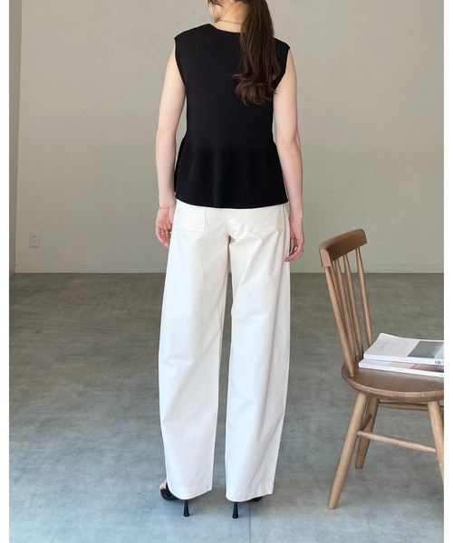 She's Closet ベスト ジレ ノースリーブ Vネック 前ボタン ペプラム