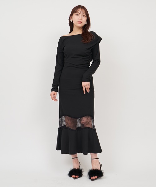 「ROYAL PARTY」 長袖ワンピース FREE ブラック レディース_画像9
