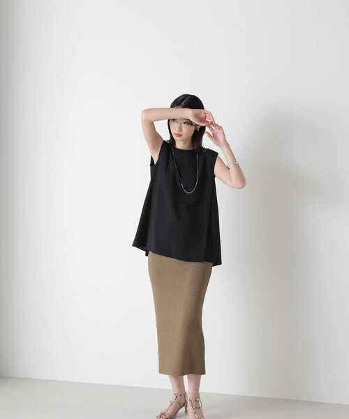 「NATURAL BEAUTY BASIC」 ノースリーブチュニック SMALL ブラック レディース_画像9