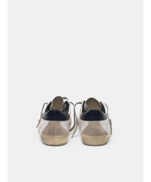 スニーカー GOLDEN GOOSE Super-Star sneakers white leather-navy leather heel tabの画像