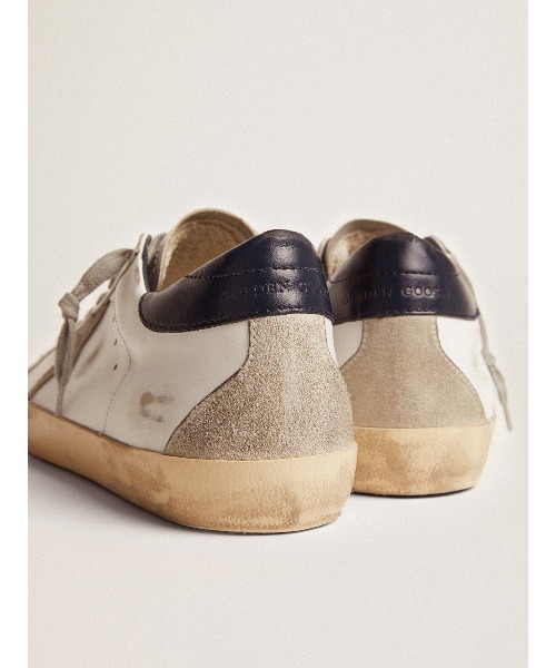 スニーカー GOLDEN GOOSE Super-Star sneakers white leather-navy leather heel tabの画像