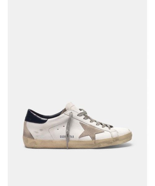 スニーカー GOLDEN GOOSE Super-Star sneakers white leather-navy leather heel tabの画像