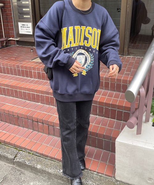 トレーナー スウェット カレッジロゴ刺繍ピグメントスウェット レディース Discoat トレーナー スウェット 「WEB限定」刺繍ロゴカレッジ