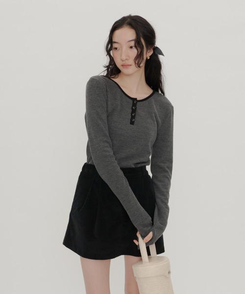 売れ筋商品|||ロサムンド Tシャツ レディース トップス Long sleeved top - laurel oak GIUNON tシャツ long sleeve rib tops / ロングスリーブリブ
