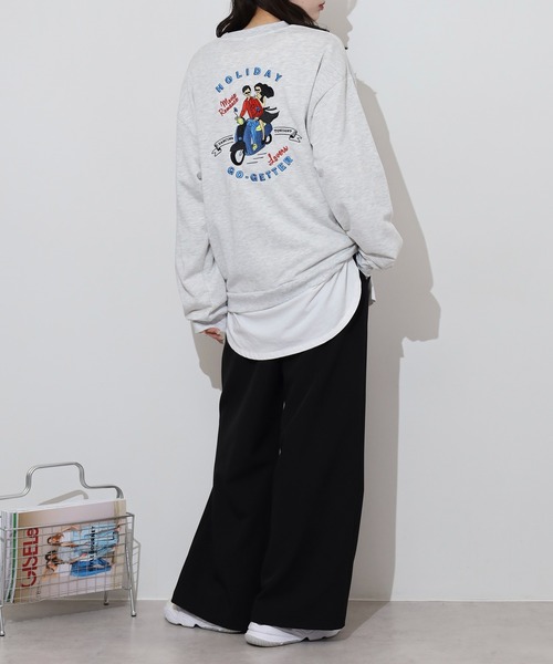 spiritoso トレーナー スウェット カップル刺繍トレーナー