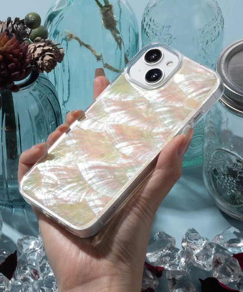 journal standard Furniture - ssself パールシェル カモメ お花柄 iPhone スマホケース ブラック journal standard Furniture - ssself パールシェル カモメ お花