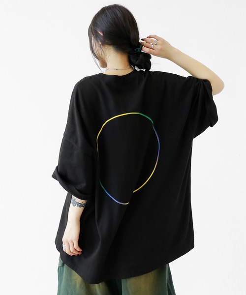 ballaholic ブラック 半袖T グラデーション minsobi tシャツ グラデーションサークルT ビッグシルエット半袖