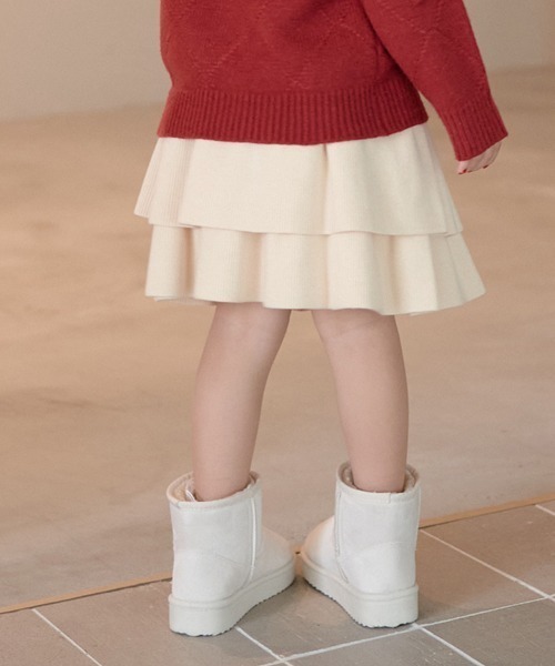 misha&pu f f ニットフリルスカート 100cm クリーム色 misha&pu f f ニットフリルスカート 100cm クリーム色