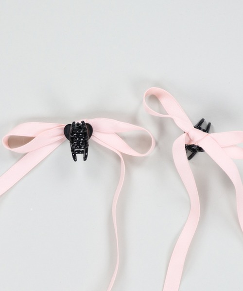 SPINNS ヘアクリップ 「2個セット」サテンリボンヘアクリップ