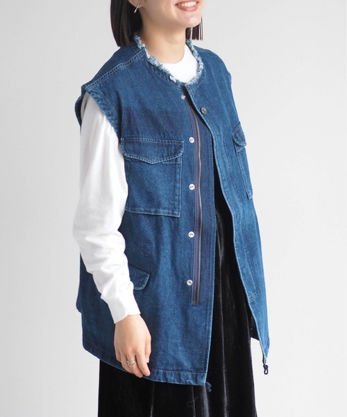 ベスト ジレ デニムワークベスト レディース