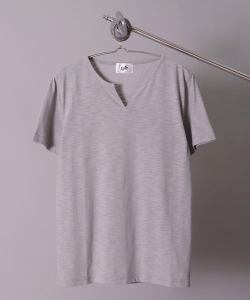 BAYBLO tシャツ (BB)「ユニセックス」スラブ キーネック Tシャツ