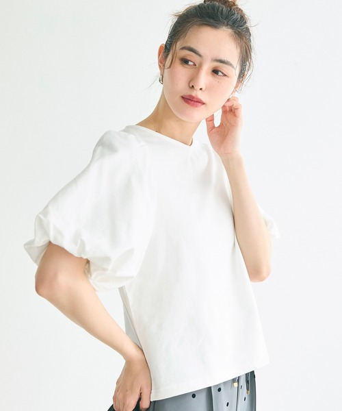 coca tシャツ ボリューム袖コットンカットソー レディース