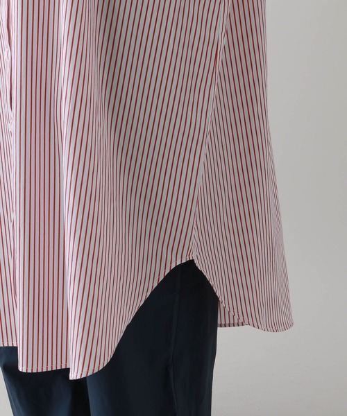 春のお出かけにぴったり❤ストライプ柄シャツワンピース【レイヤード可】 春らしくてオシャレ♪いろんなシーンで活躍するシャツワンピース