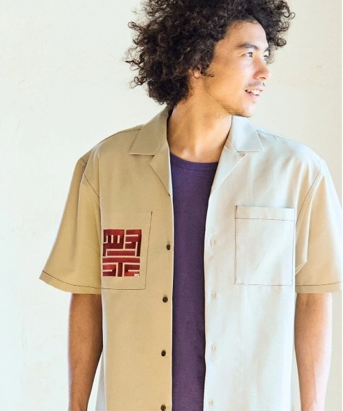 【新品未使用】ゴースローキャラバン　T/Rワンポイント刺繍シャツ　Mサイズ 新品未使用】ゴースローキャラバン T/Rワンポイント刺繍シャツ M