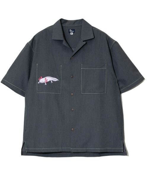 【新品未使用】ゴースローキャラバン　T/Rワンポイント刺繍シャツ　Mサイズ 新品未使用】ゴースローキャラバン T/Rワンポイント刺繍シャツ M