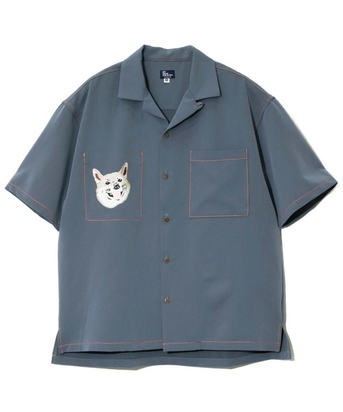 go slow caravan シャツ T/Rストレッチワンポイント刺繍O/P