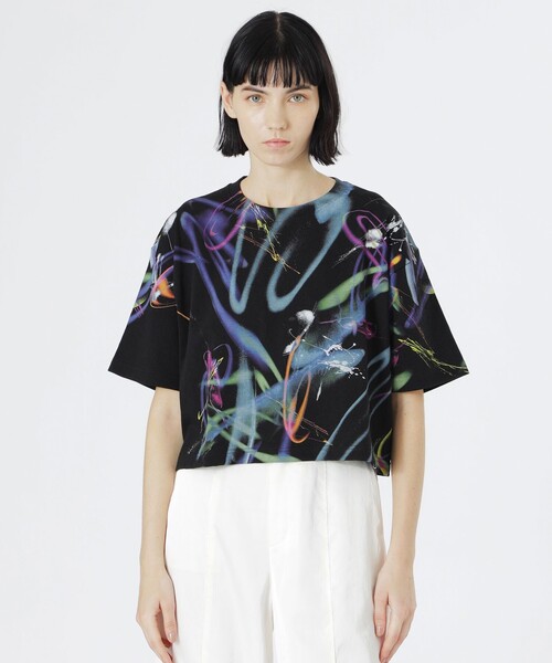 tシャツ 「KANAKO SASAKI」コラボレーション ネオン グラフィックプリントルーズTシャツ レディース