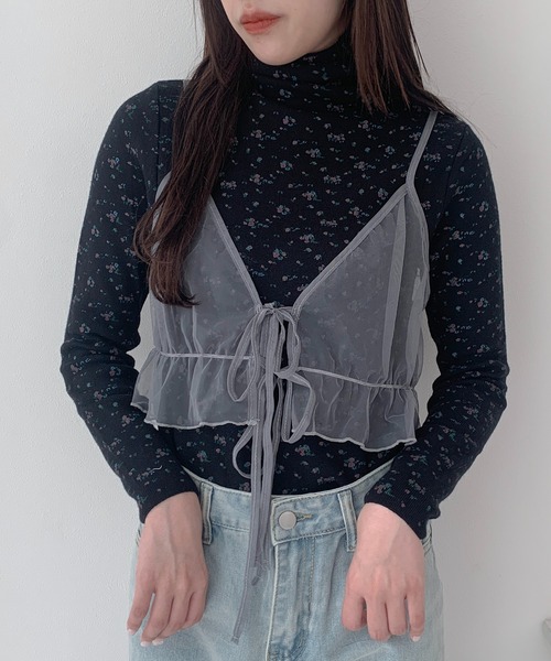 VIP価格★VETEMENTS★リーフ柄 ハイネック 長袖 トップ 花柄 タートルネック長袖 ＜桜ぼかし/銀鼠＞ | 京友禅アロハ