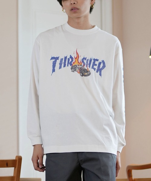tシャツ 「ムラサキスポーツ限定」THRASHER/スラッシャー ロンTee/プリントTee ルーズシルエット ユニセックス 243TH1LT011/ | THRASHER