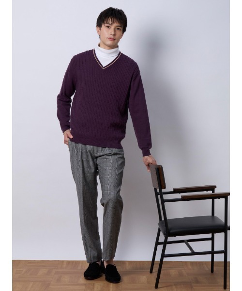 Perfect Suit FActory セーター ニット ケーブル編み Vネック