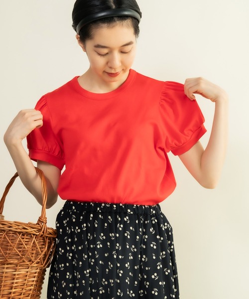 tシャツ 連シルフライス パフスリーブTシャツ レディース