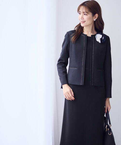 2024AW サイズ4 洗える セレモニーダブルクロス ワンピース 洗える】セレモニーダブルクロス ワンピース（ワンピース）｜any