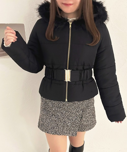 apres jour ダウンコート ダウンジャケット ベルト付きフェイクダウン