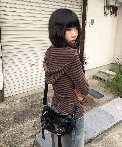 コスパ最高!ボーダー柄パーカー レディース レトロ風 ボーダーショートNTPO|ems excite | RETRO GIRL ONLINE STORE