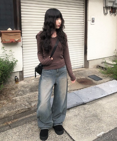 大人気❤️ボーダー柄ミニアウター　軽快デート普段着に最適 大きいサイズ もこもこボアビッグテーラードショートコート 通販