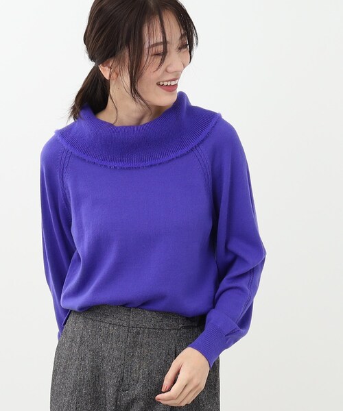 ニット セーター 「春SALE／手洗い可」華やかオフタートルニット レディース