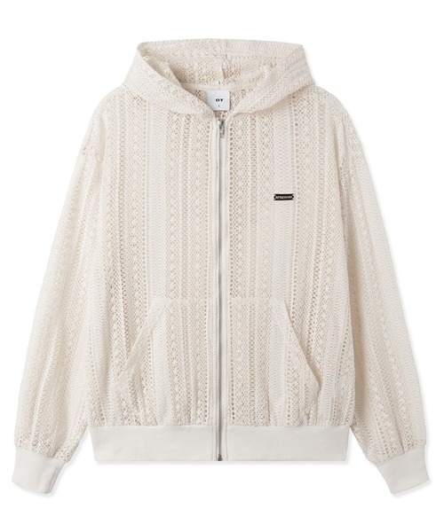 OY（オーワイ） パーカー LOGO CROCHET HOODIE ZIP UP/ロゴクロシェ