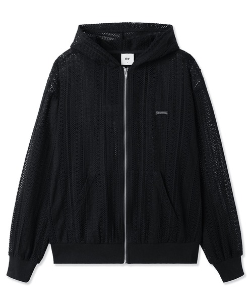 パーカー 「OY/オーワイ」 LOGO CROCHET HOODIE ZIP UP/ロゴクロシェフード付きシップアップパーカー レディース メンズ
