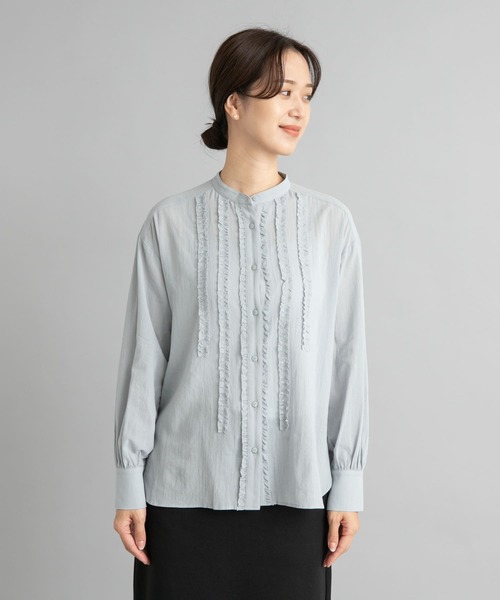 URBAN RESEARCH DOORS ブラウス シャツ フロントフリルスタンド