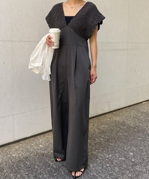 beauty&youth linen100%バックリボンサロペット BEAUTY&YOUTH UNITED ARROWS（ビューティーアンドユース