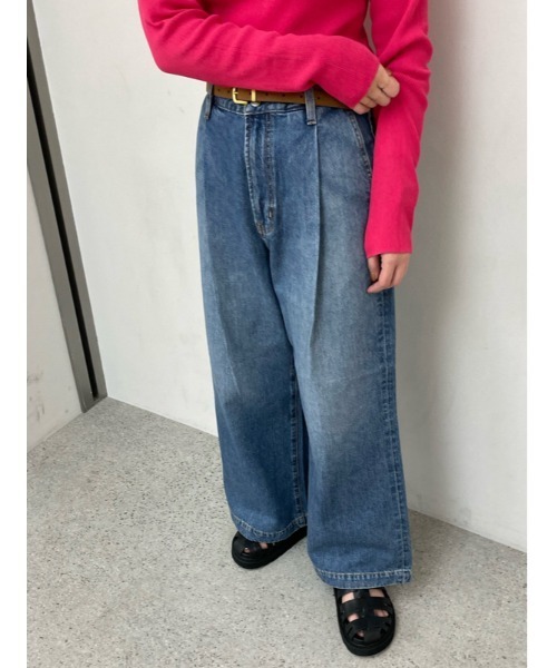 Mila Owen ルーズフィットタックバギーデニムパンツ WEB限定00サイズ】ルーズフィットタックバギーデニムパンツ