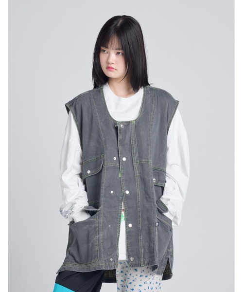 ベスト ジレ /Little sunny bite/twill vest レディース メンズ Little sunny bite ベスト ジレ /Little bite/twill vest