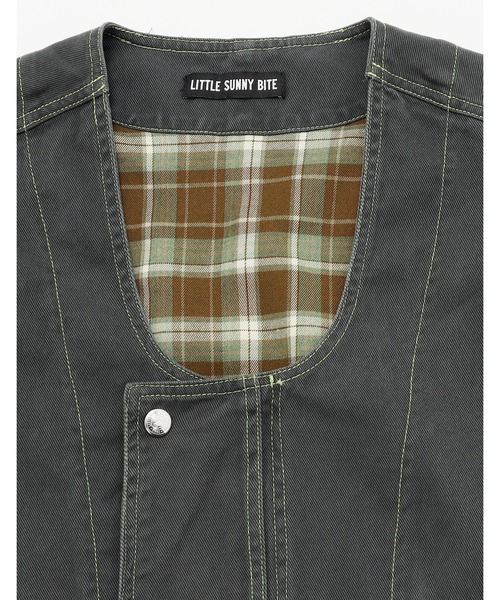 ベスト ジレ 「Little sunny bite」twill vest レディース メンズ Little sunny bite ベスト ジレ twill vest レディース メンズ