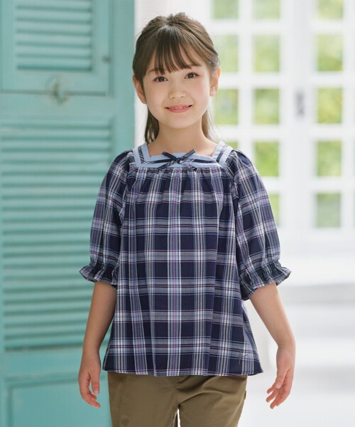 ブラウス シャツ 「150-160cm」プランタンチェック キッズ 子供服
