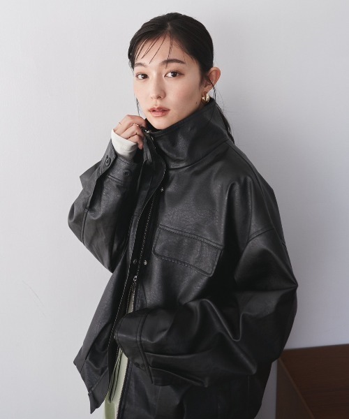 aic.フェイクレザージャケット zozo完売商品。 セール】《JaVaジャバコラボ》質感に一目惚れ。リブタートル