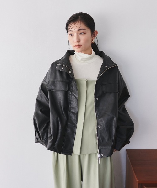 aic.フェイクレザージャケット zozo完売商品。 ALL RUNS 革ジャン ライダース フェイクレザーブルゾン メンズ