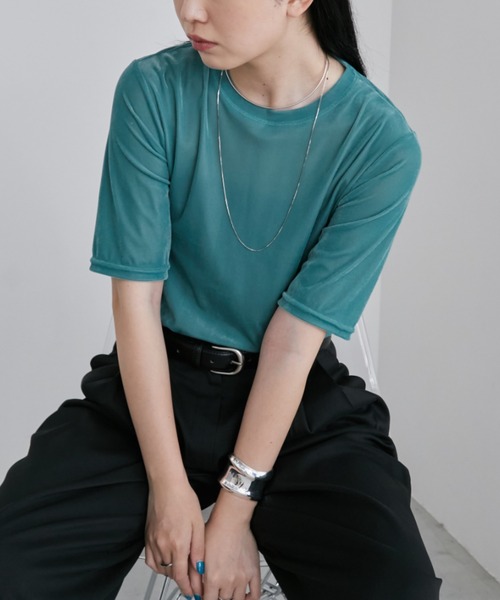 Aunt Marie's tシャツ シアーベロアハーフスリーブトップス