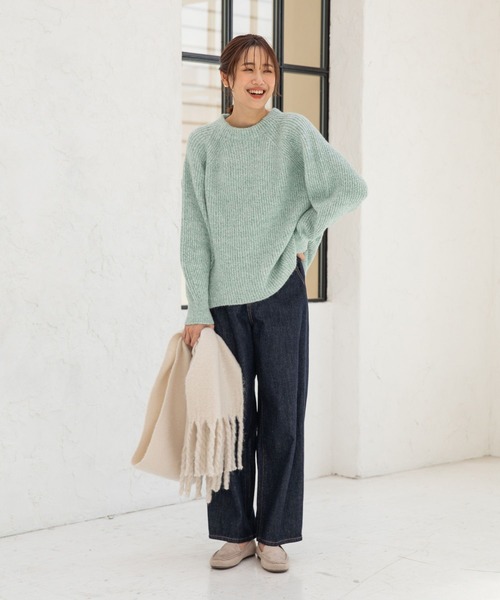 「GLOBAL WORK」 長袖ニット MEDIUM ブルー レディース_画像2