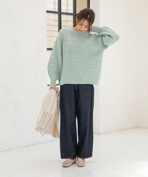 「GLOBAL WORK」 長袖ニット MEDIUM ブルー レディース_画像3