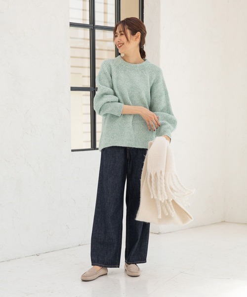 「GLOBAL WORK」 長袖ニット MEDIUM ブルー レディース_画像4